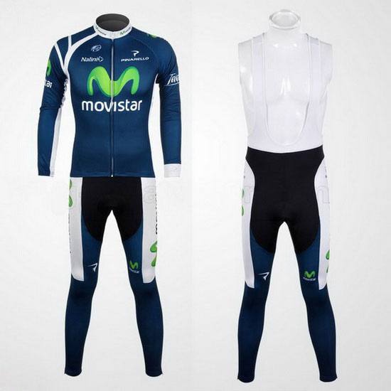 2012 Maillot Movistar Tirantes Mangas Largas Azul(2)